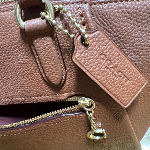 Coach Brown Leather Elise Satchel Purse Handbag Cognac Saddle Brown - Picture 3 of 16